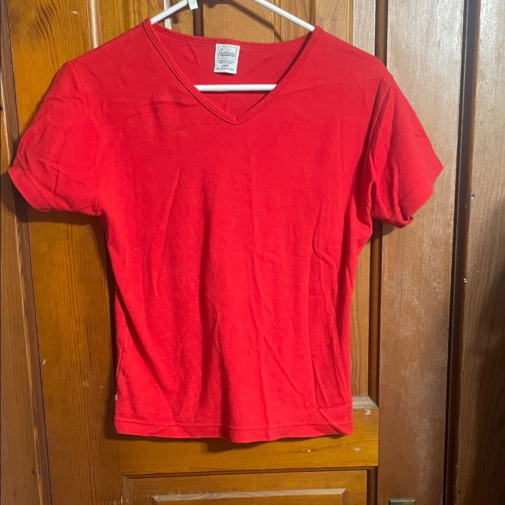 Vibrant Gaziani Red V-Neck Women's Tee
